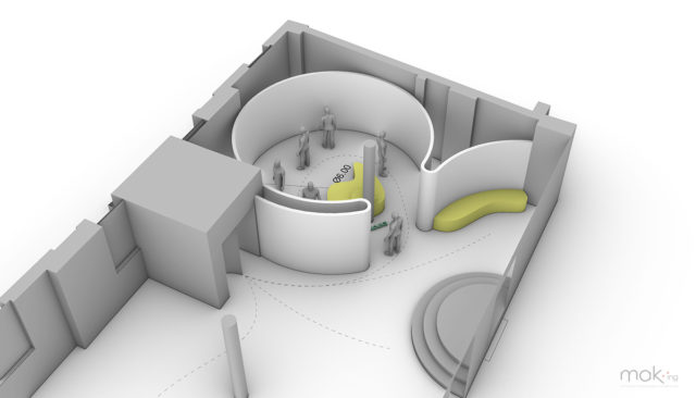 Concept sketch for the set up of the Datarama at the Senckenberg Natural History Museum Görlitz © mak-ing