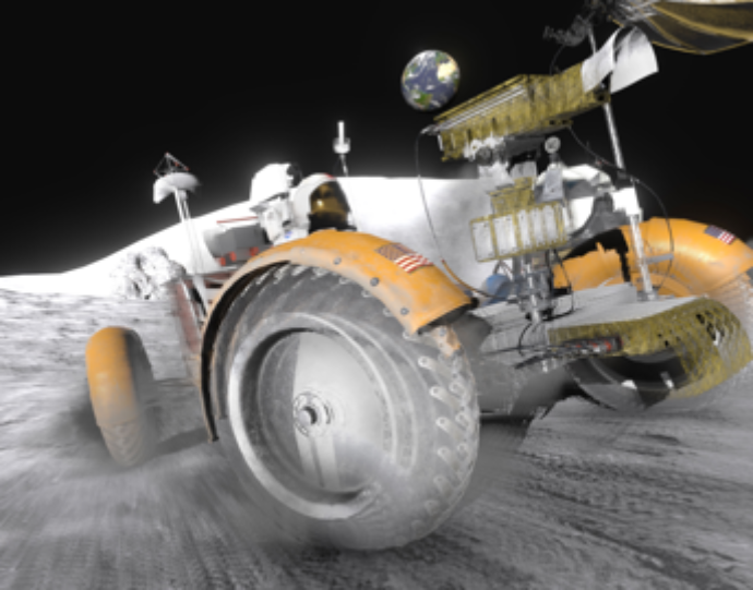 Foto des Lunar Rovers im Deutschen Museum in 3D
