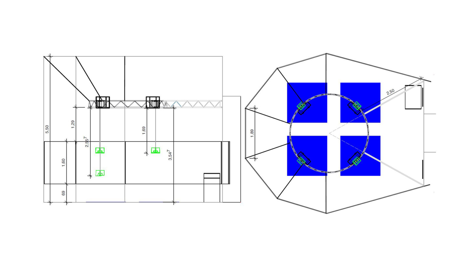 Raumplanung für Position der technischen Ausstattung