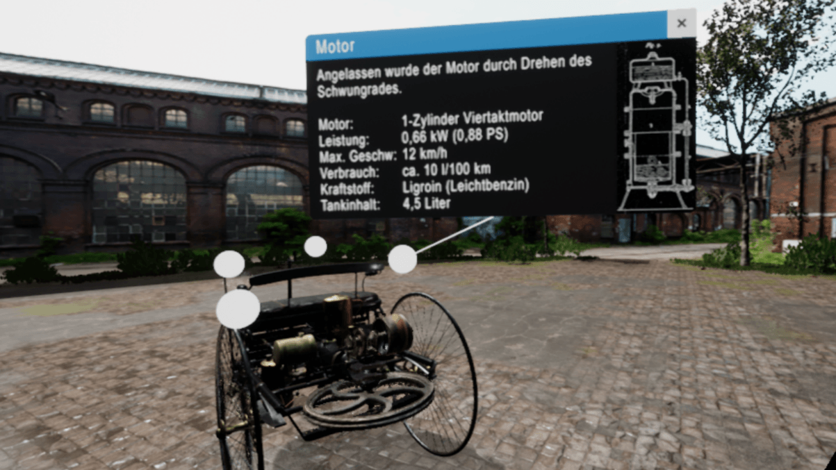 Screenshot der VR-Installation zum Benz Motorwagen