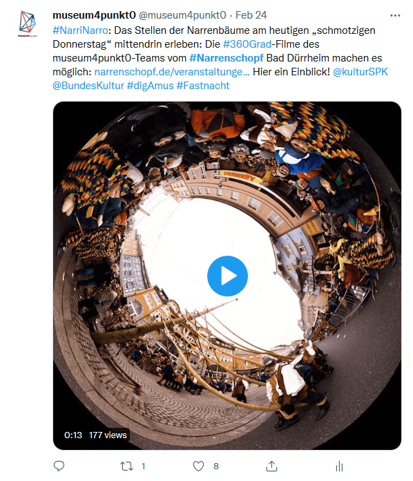 Virtuelles Fastnachtsmuseum und 360 Grad-Filme, Screenshots Twitter 10.03.2022 