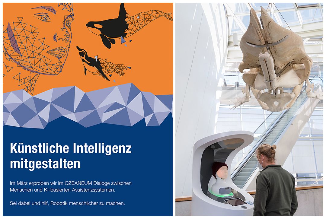 Deutschen Meeresmuseum können Gäste am Standort OZEANEUM Forschung live erleben und mit einem KI-basierten Sprachassistenzsystem interagieren