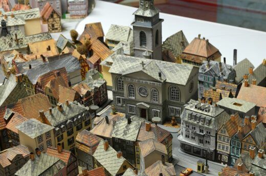 Auf dem Foto ist ein Ausschnitt des Stadtmodells von Gießen zu sehen.