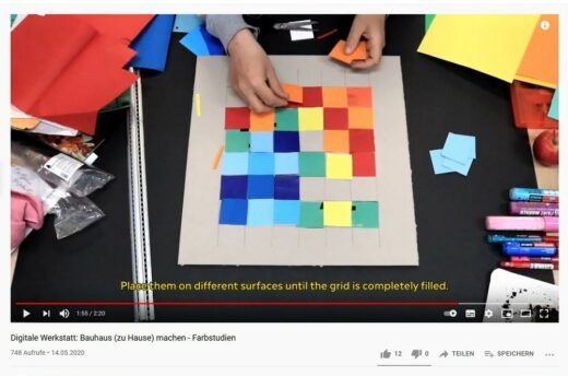Screenshot der Digitalen Werkstatt mit dem Thema Farbstudien. Testing des Evaluierungstools am Online-Vermittlungsformat „Digitale Werkstatt“ der Klassik Stiftung Weimar