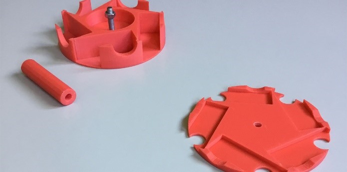 3D gedrucktes Test-Rig mit Plätzen nur auf der horizontalen Achse